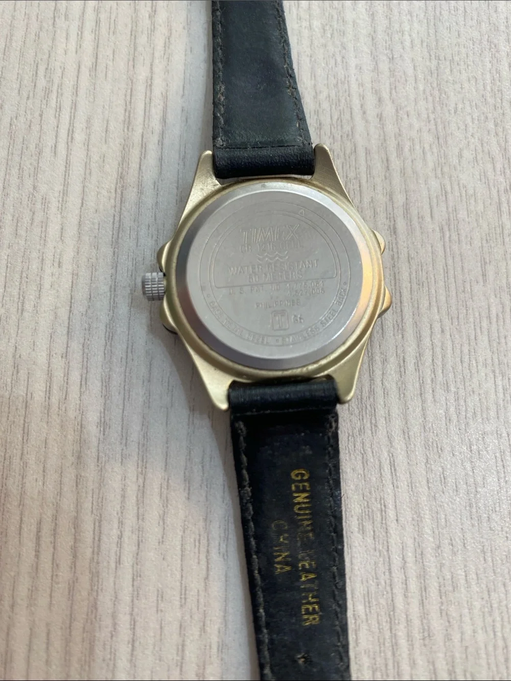 Black Leather-Strap Analog Watch with White Dial